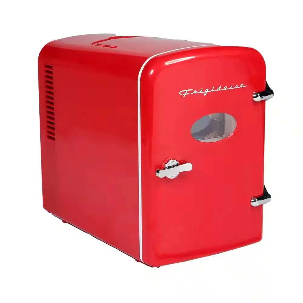 11.81 In. 0.18 Cu. Ft. 9-Can Retro Mini Refrigerator Beauty Cooler without Freezer in Red