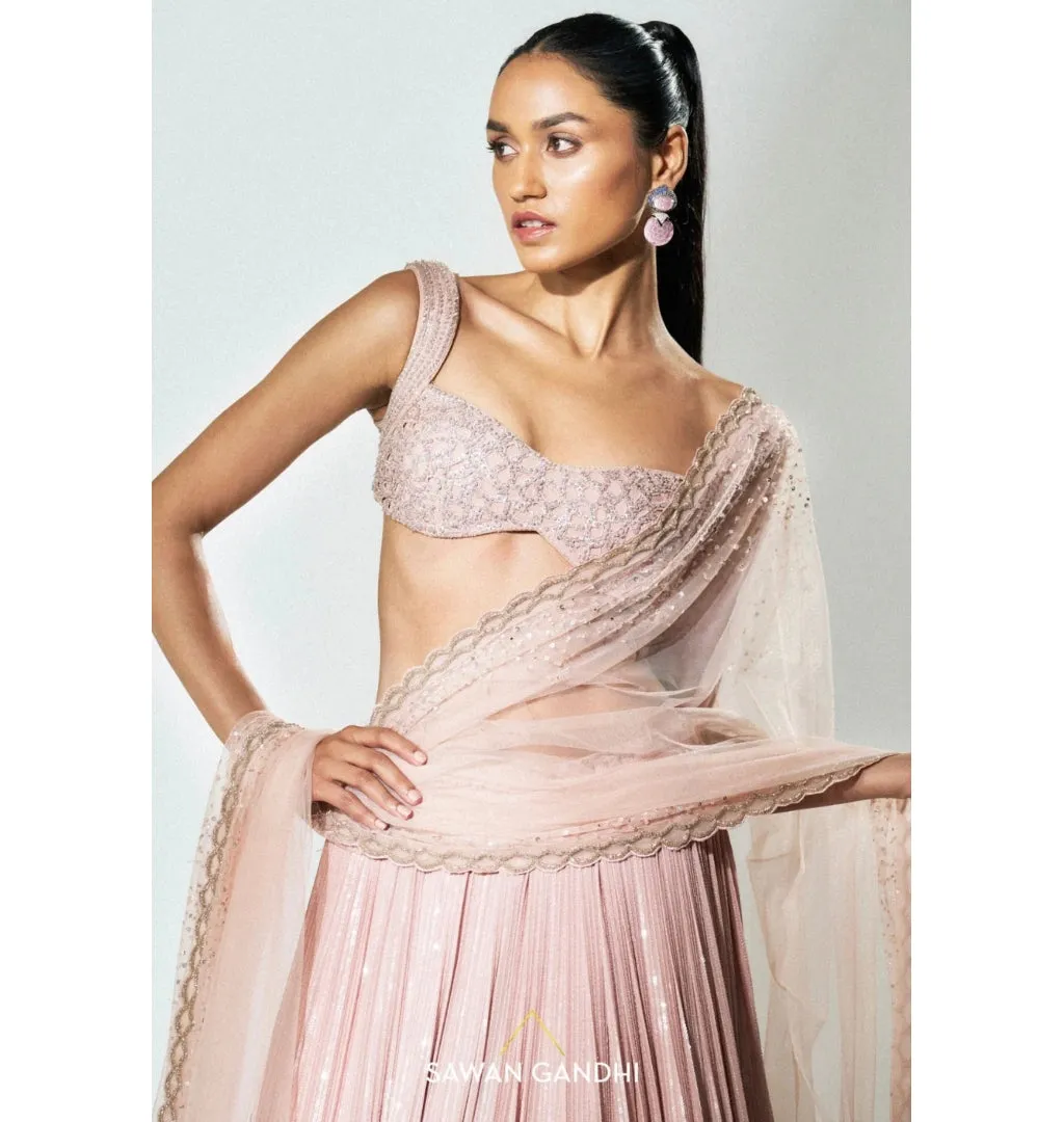 Blush Pink Cutwork Lehenga Set