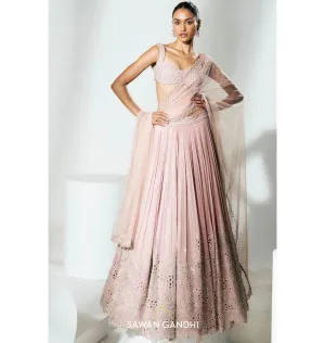 Blush Pink Cutwork Lehenga Set