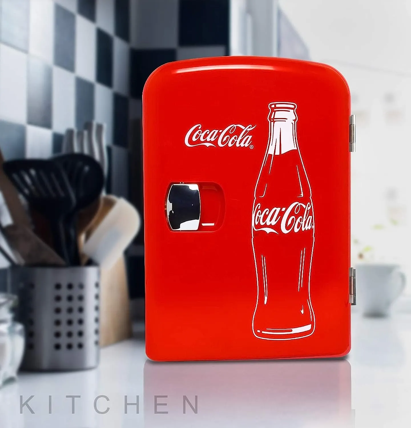 Coca-Cola Classic Red Portable 6 Can KOOLATRON CLASSIC Portable 6-CAN THERMOELECTRIC MINI FRIDGE COOLER, - RED 4 L/4.2 Quarts Capacity, 12V DC/110V AC for home, dorm, car, boat, beverages, snacks, skincare, cosmetics, medication