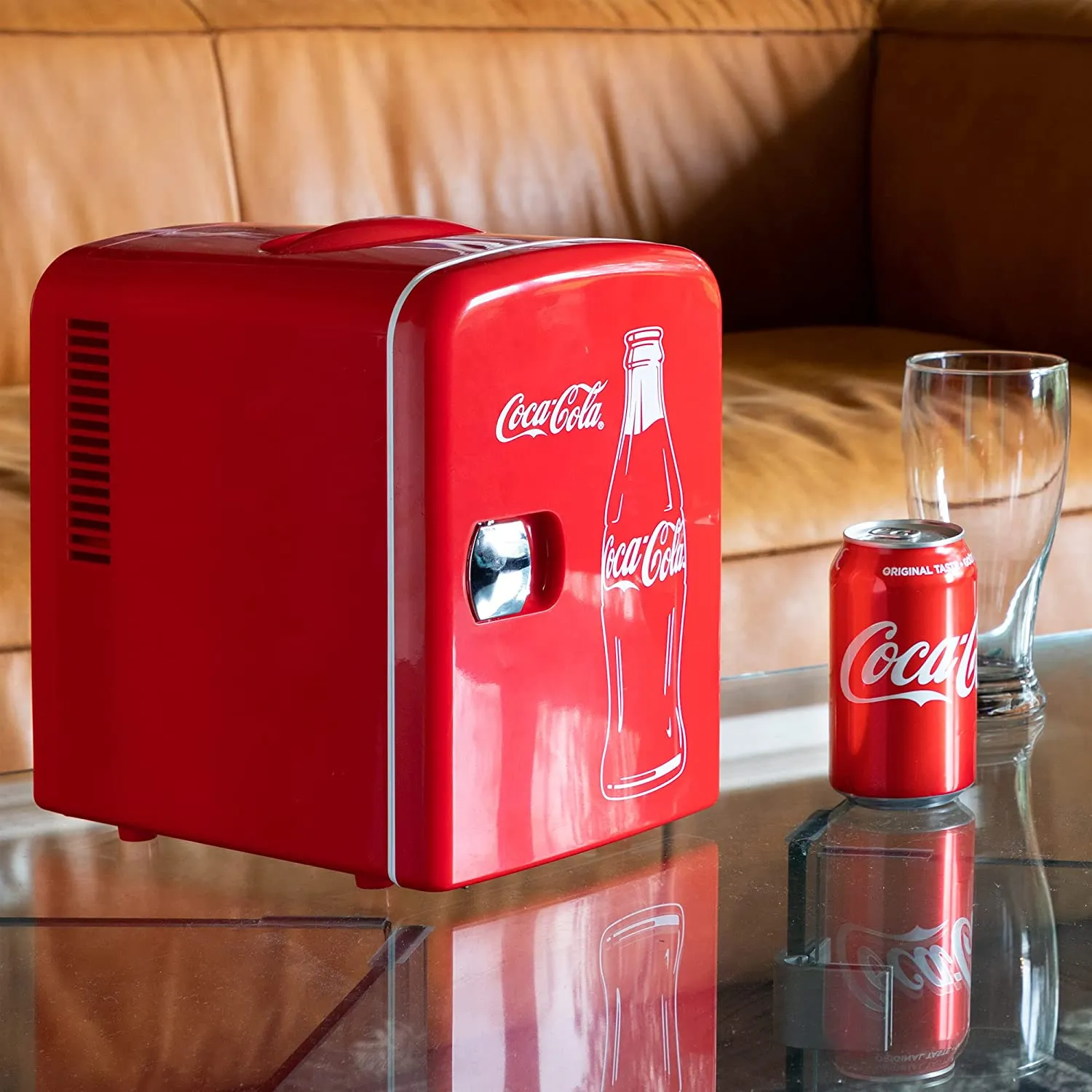 Coca-Cola Classic Red Portable 6 Can KOOLATRON CLASSIC Portable 6-CAN THERMOELECTRIC MINI FRIDGE COOLER, - RED 4 L/4.2 Quarts Capacity, 12V DC/110V AC for home, dorm, car, boat, beverages, snacks, skincare, cosmetics, medication