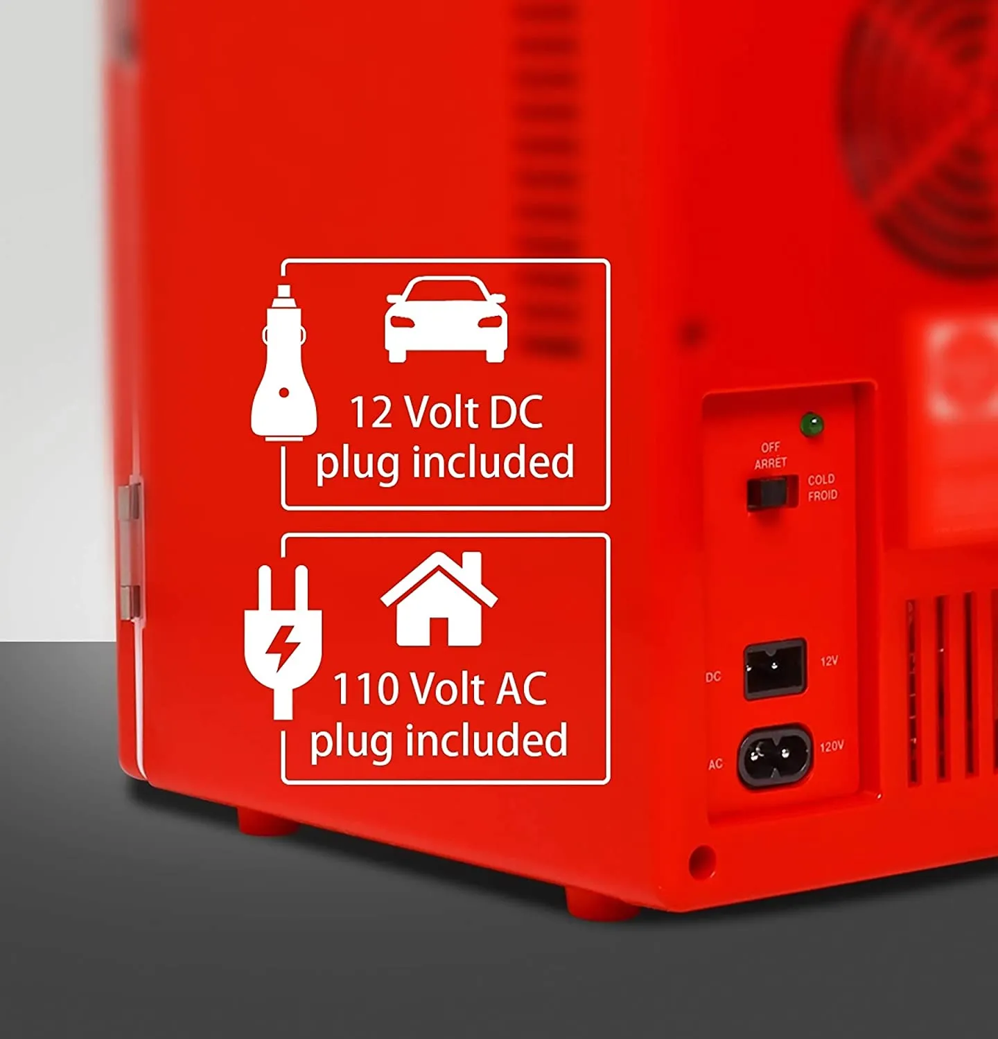 Coca-Cola Classic Red Portable 6 Can KOOLATRON CLASSIC Portable 6-CAN THERMOELECTRIC MINI FRIDGE COOLER, - RED 4 L/4.2 Quarts Capacity, 12V DC/110V AC for home, dorm, car, boat, beverages, snacks, skincare, cosmetics, medication