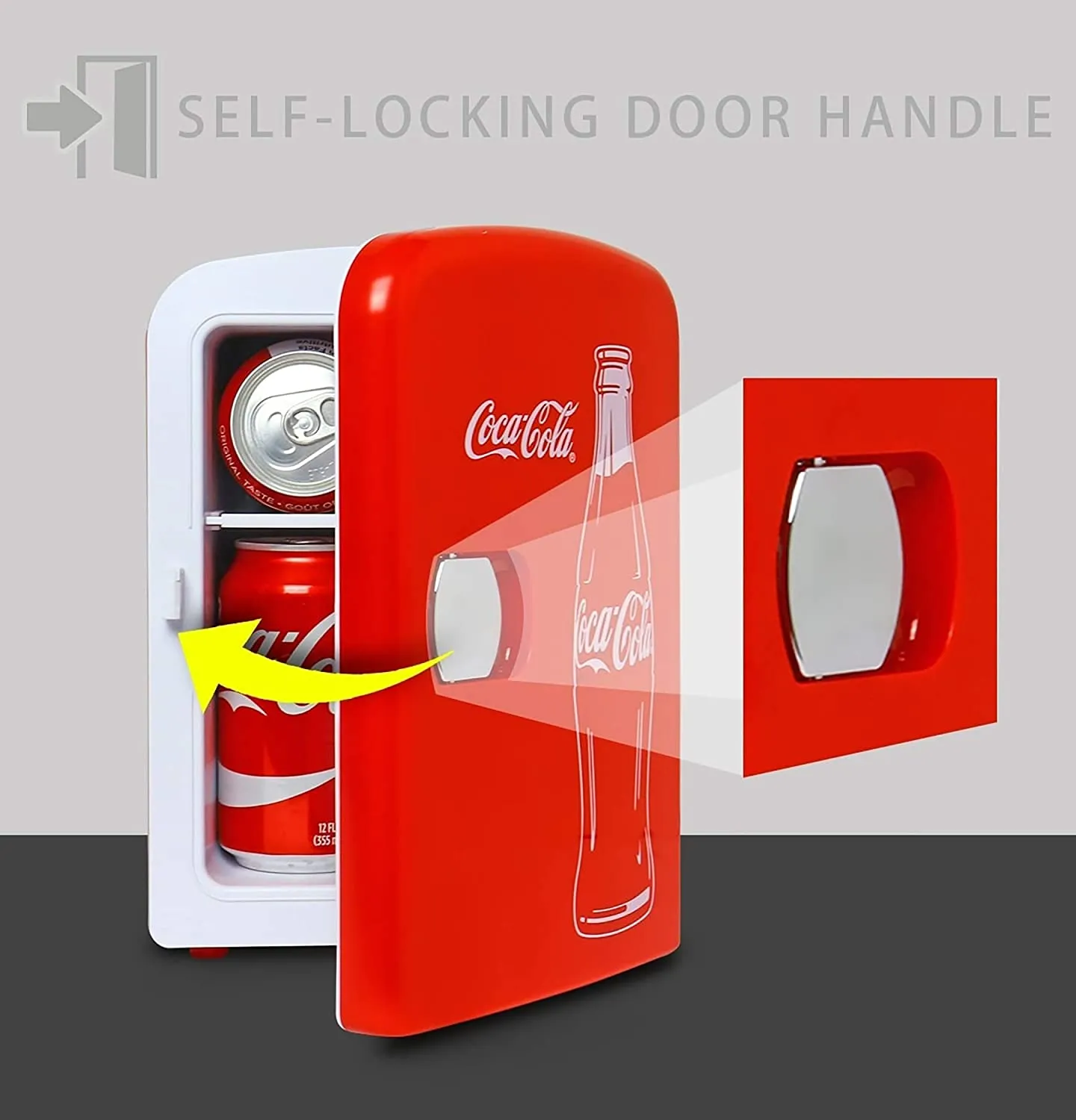 Coca-Cola Classic Red Portable 6 Can KOOLATRON CLASSIC Portable 6-CAN THERMOELECTRIC MINI FRIDGE COOLER, - RED 4 L/4.2 Quarts Capacity, 12V DC/110V AC for home, dorm, car, boat, beverages, snacks, skincare, cosmetics, medication