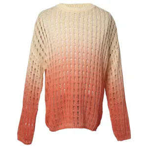 CROCHET SWEATSHIRT WITH A DEGRADE PRINT / ECRU/BLUSH