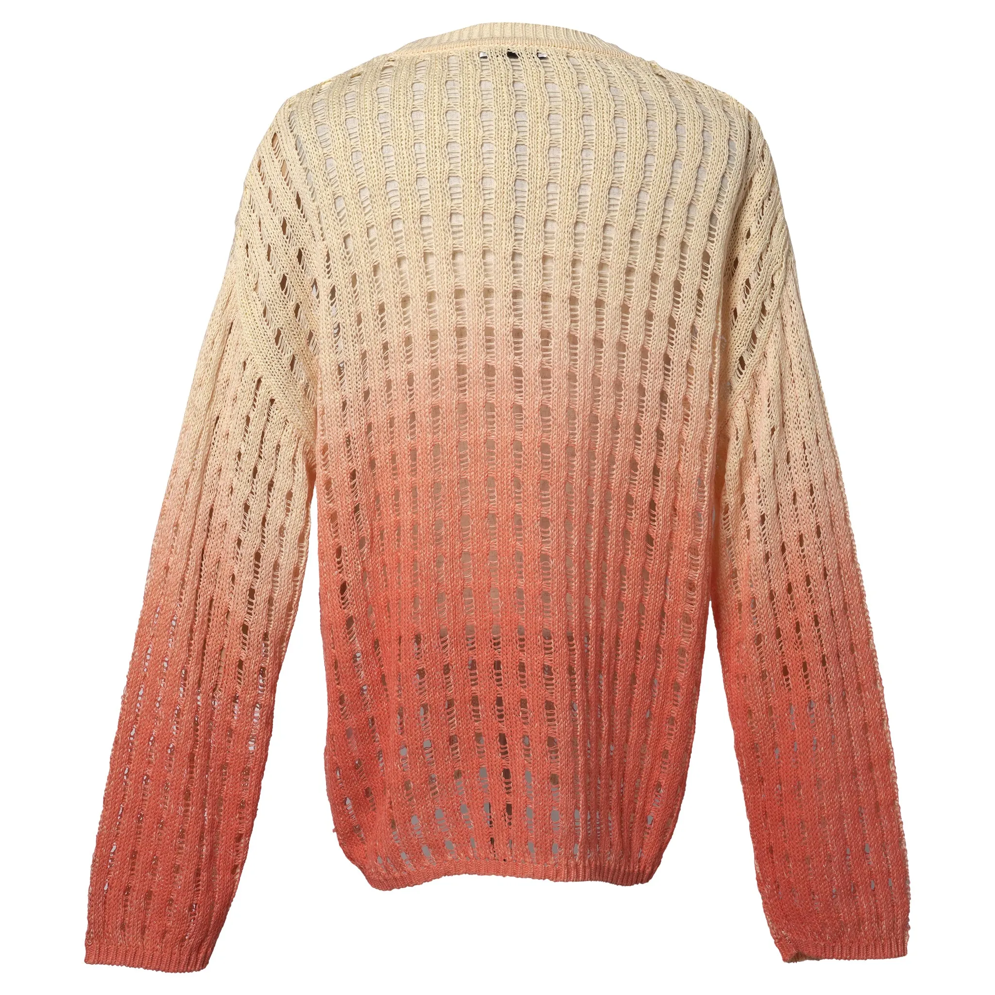 CROCHET SWEATSHIRT WITH A DEGRADE PRINT / ECRU/BLUSH