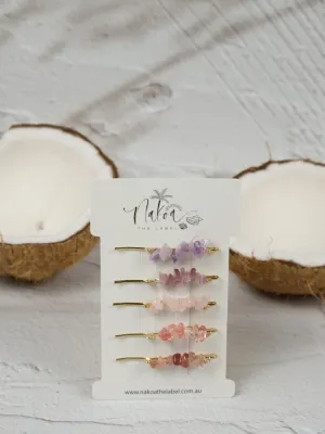 Crystal Beaded Hair Pins - Fairy Floss