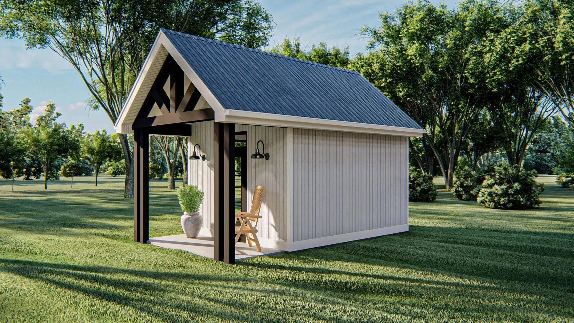 Efficient 172 sq. ft. Home with Covered Porch and Home Office