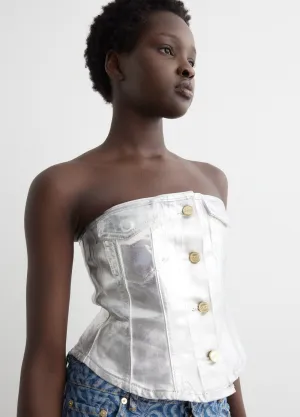 Foil Denim Corsage Top