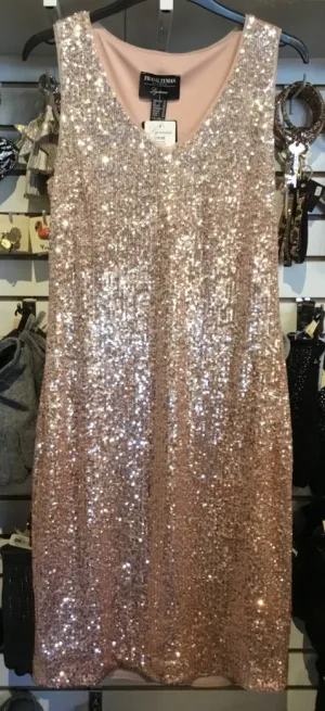 Frank Lyman Blush and Silver Sequin Dress Style 218188