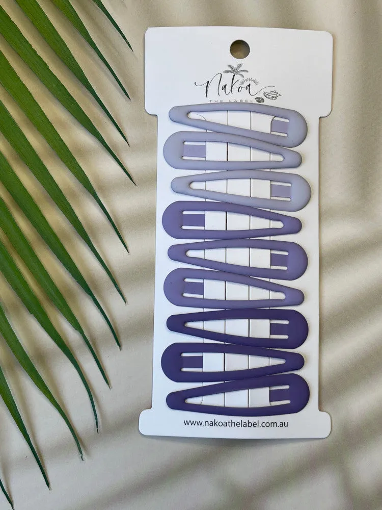 Hair Clip - Gradient - Set of 9 - Purple