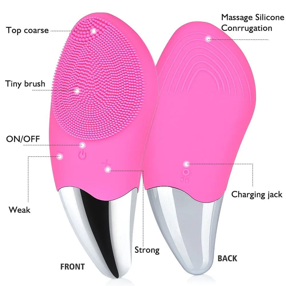 Mini Electric Cleansing Brush Silicone Sonic Face Cleaner Deep Pore Cleaning Skin Massager