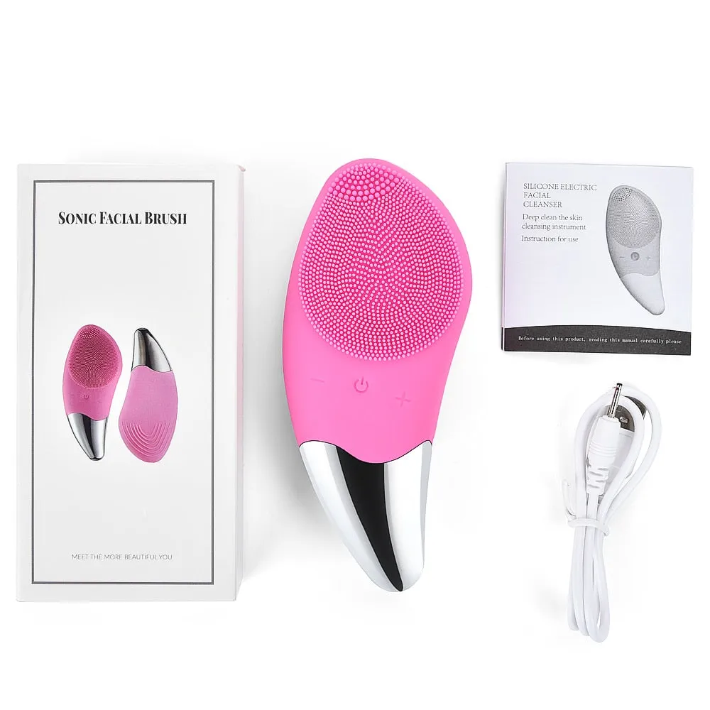 Mini Electric Cleansing Brush Silicone Sonic Face Cleaner Deep Pore Cleaning Skin Massager