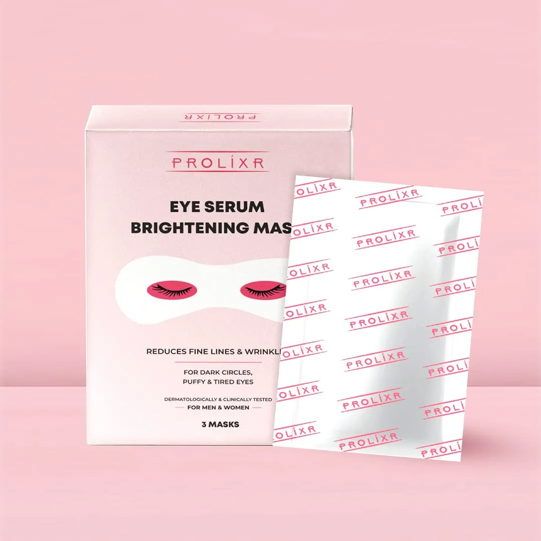 Prolixr Eye Serum Brightening Mask -Fine Lines | Wrinkles | Dark Circles | Puffiness | Fatigue | Cooling | Hydrating | Men & Women - 3 Masks