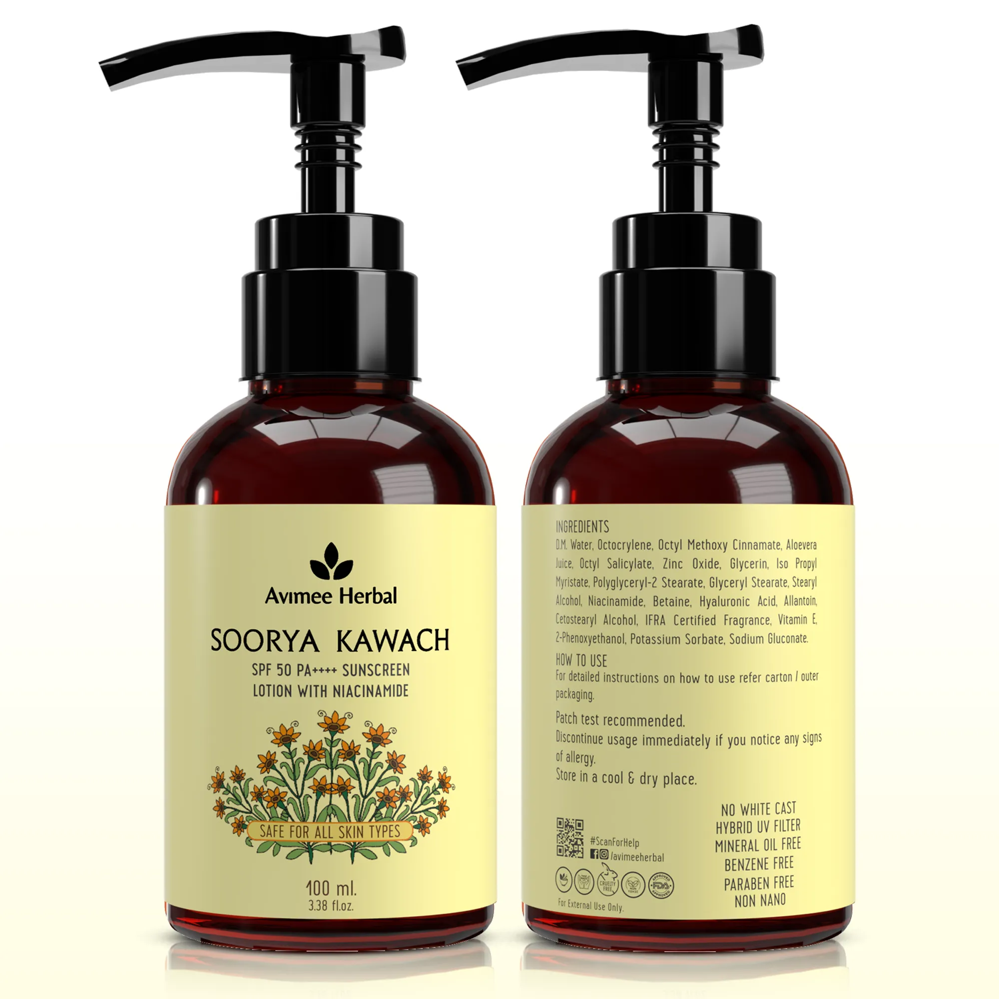 Soorya Kawach SPF 50 PA     Niacinamide Sunscreen Lotion
