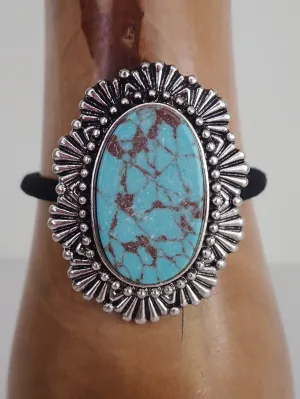 Tanie Oval Turquoise And Silver Hair Tie