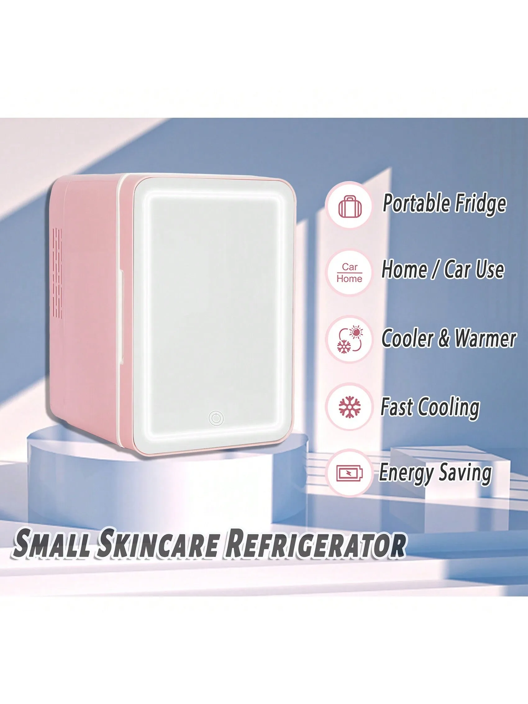 VNIMTI Mini Skincare Fridge, Portable Cosmetic Fridges With Makeup Mirror
