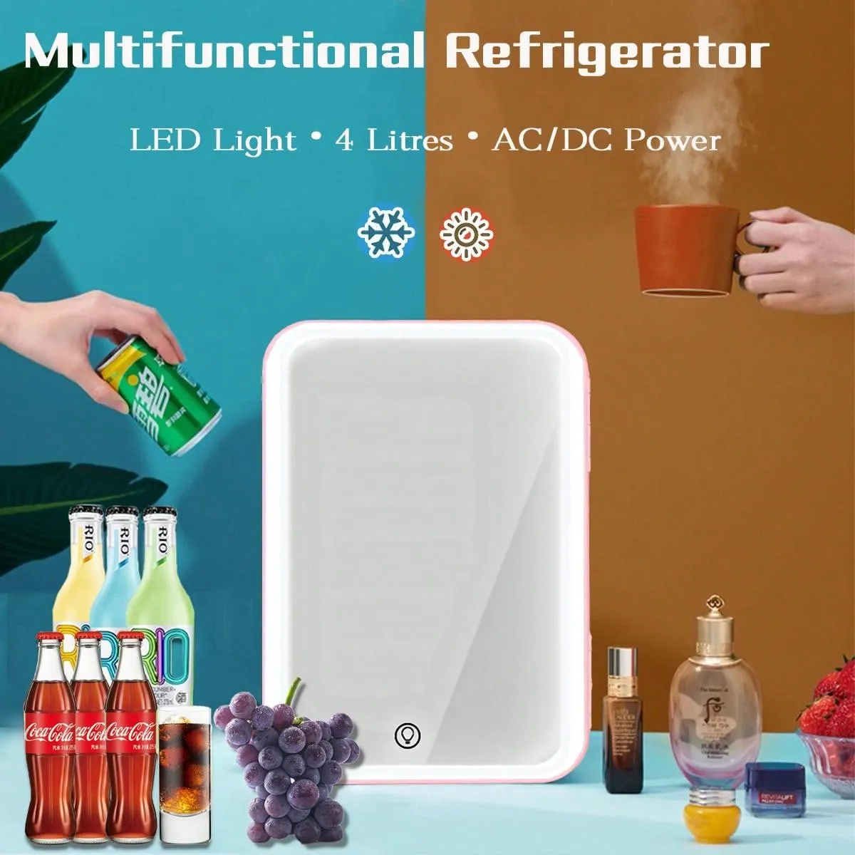 VNIMTI Mini Skincare Fridge, Portable Cosmetic Fridges With Makeup Mirror