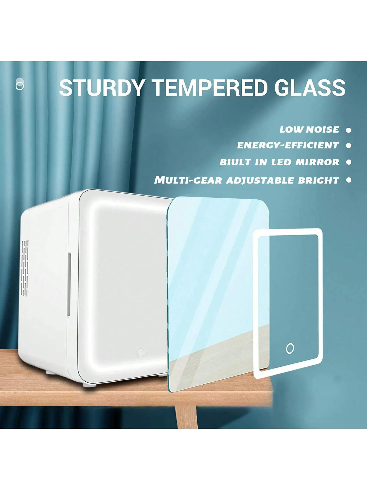 VNIMTI Mini Skincare Fridge, Portable Cosmetic Fridges With Makeup Mirror