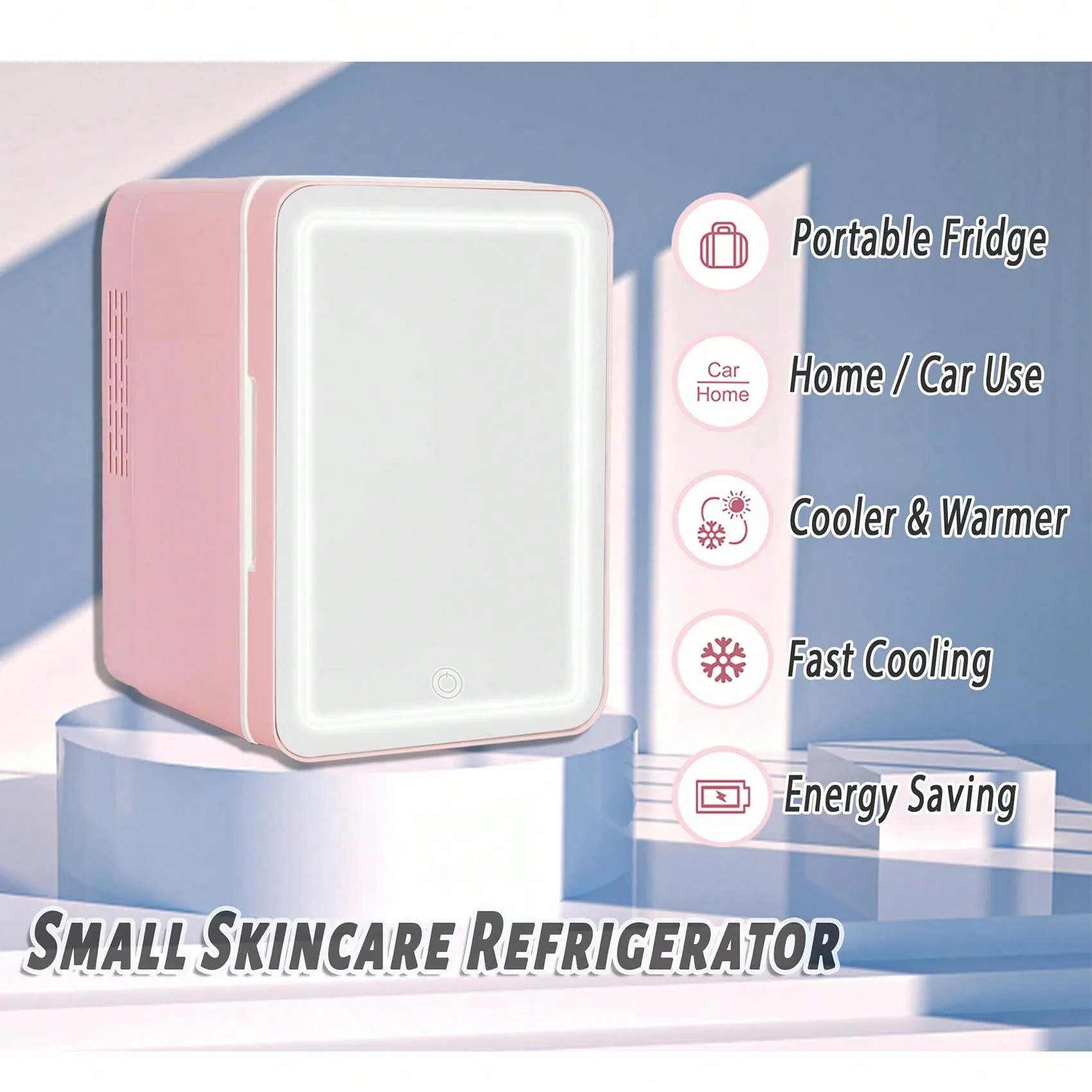 VNIMTI Mini Skincare Fridge, Portable Cosmetic Fridges With Makeup Mirror